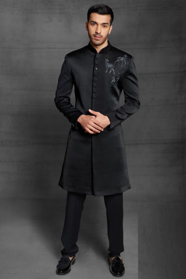 Black Imported Indowestern for Men